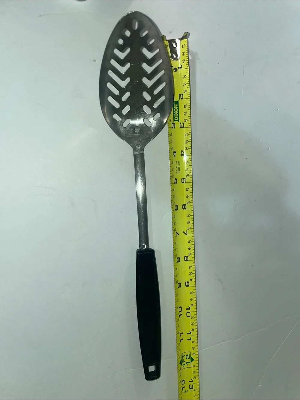 Vintage Ekco Slotted Serving Spoon Stainless Steel Black Plastic Handle